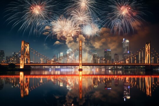 Fireworks in big cities on New Year's Day celebrations