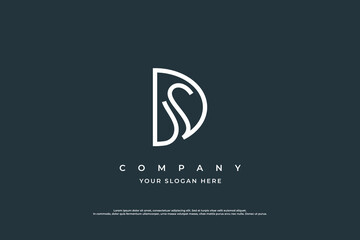 Minimal Initial Letter SD Logo or DS Logo Design Vector