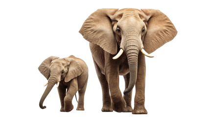 Big elephant and baby elephant, cut out
