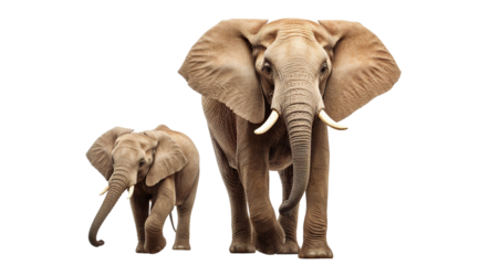 Big elephant and baby elephant, cut out