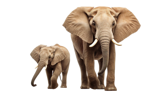 Big elephant and baby elephant, cut out