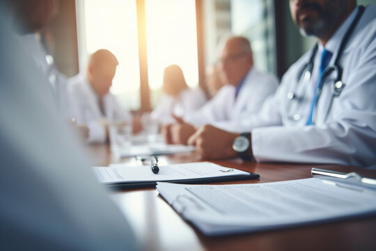 Shot of a group of doctors in a meeting at a hospital