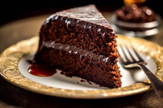 Close up Slice of Chocolate Cake.