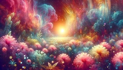 Obraz na płótnie Canvas Dreamlike Extraterrestrial Flora in Gradient Hues