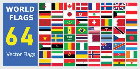 64 national flags of the world circular design