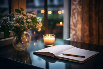 Shot of a young woman writing in a diary at home