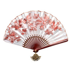 Folding Hand Fan Isolated on Transparent or White Background, PNG