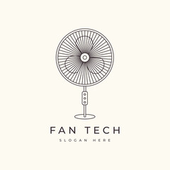 fan electric technology cooler machine line logo design vector graphic
