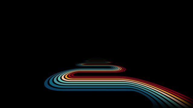 Vintage Striped Backgrounds, Loop Samples, Retro Colors from the 1970s 1980s, 70s, 80s, 90s. retro vintage 70s style stripes background footage lines. Transition loop shapes moving eighties style
