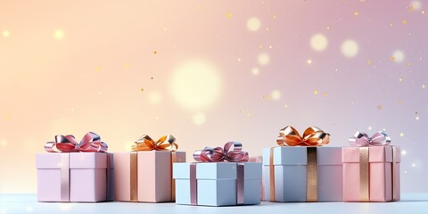 Happiness gift box on pastel color background. Generative AI