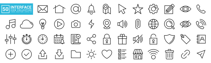 Various User Interface icon collections, Basic ui ux, editable and resizable vector icons EPS 10.