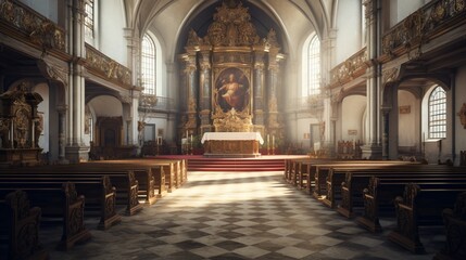 Fototapeta na wymiar interior of church generated by AI