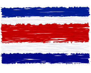 Costa Rica flag with paint strokes