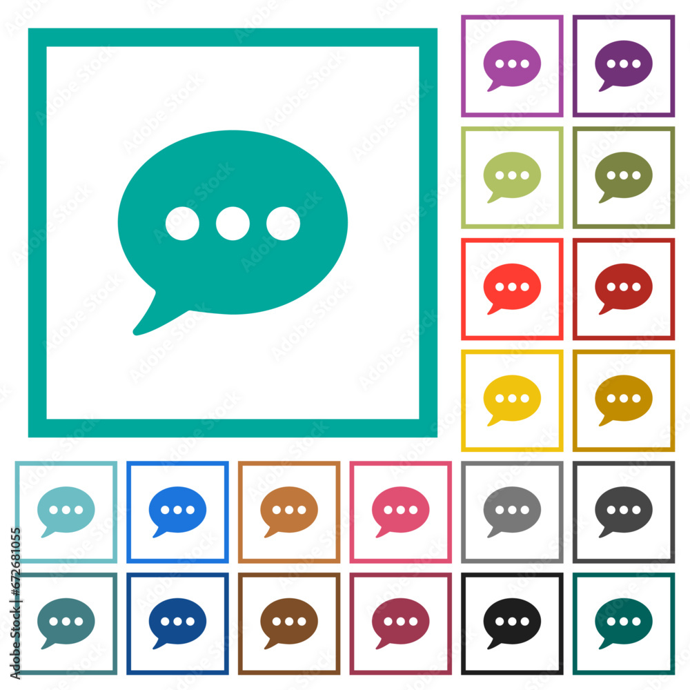 Poster one oval active chat bubble solid flat color icons with quadrant frames