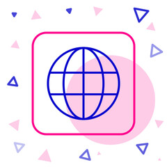 Line Worldwide icon isolated on white background. Pin on globe. Colorful outline concept. Vector