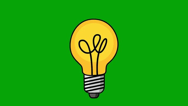 Flashing light bulb animation green screen