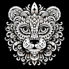 Lion Line art Black and White