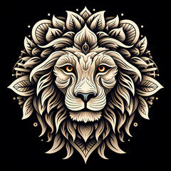 Lion Line art Black and White