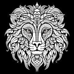 Lion Line art Black and White