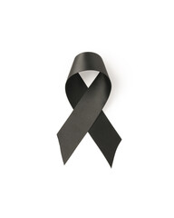 Black ribbon symbol of melanoma cancer isolated on white background