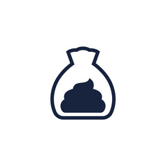 dog poop in a bag icon on white