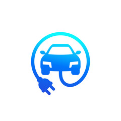 electric car with a plug icon, vector