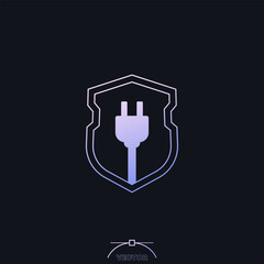 electric plug and shield vector icon with a gradient