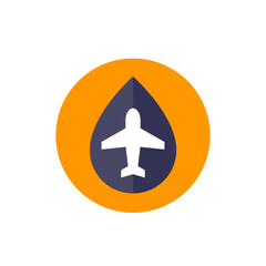 jet fuel icon with an airplane, flat vector design - obrazy, fototapety, plakaty