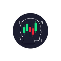 trader or stockbroker icon with candlestick chart