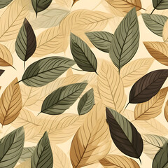 Fototapeta premium Leaves Vintage Earth Tone Pattern