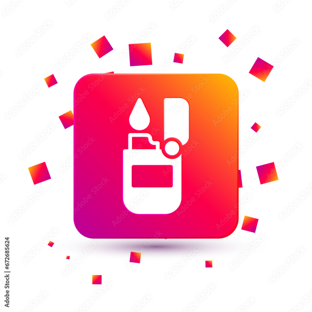 Poster white lighter icon isolated on white background. square color button. vector