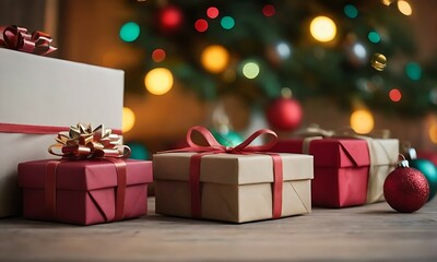 christmas tree lights and gifts