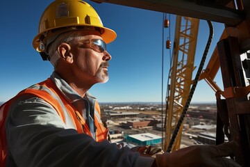 construction banksman monitoring a crane lift, emphasizing their role as a safety expert,construction site