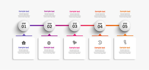 Business vector infographic template with 5 options or steps - obrazy, fototapety, plakaty