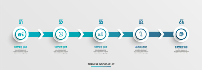 Business vector infographic template with 5 options or steps - obrazy, fototapety, plakaty