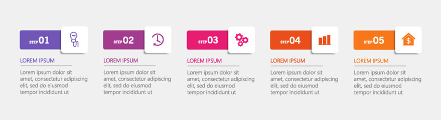 Business vector infographic template with 5 options or steps