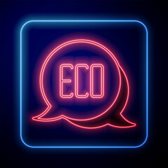 Glowing neon Leaf Eco symbol icon isolated on black background. Banner, label, tag, logo, sticker for eco green. Vector