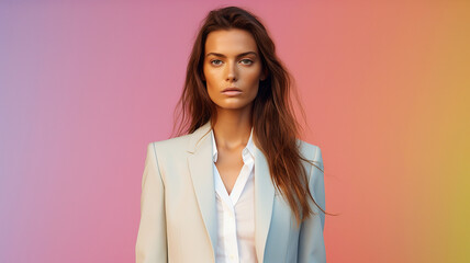 Fototapeta premium Beautiful model on an colored background