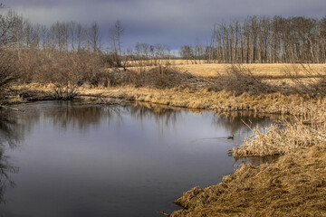 Ponds in the field Red Deer County Alberta Canada