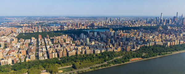 Panoramic aerial view of Central Park and Upper West Side Manhattan, New York City, USA