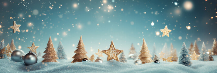 Obraz na płótnie Canvas A sparkling Christmas tree landscape in the night