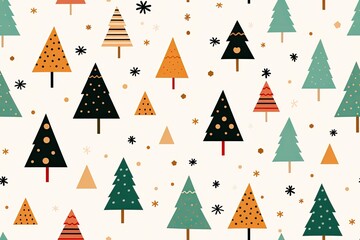 Obraz premium christmas tree colorful seamless pattern illustration
