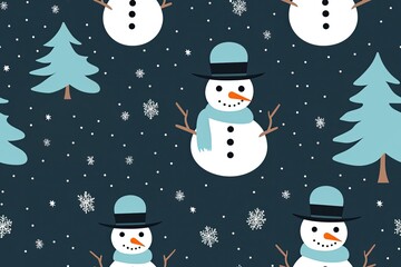 christmas snowman seamless pattern illustration