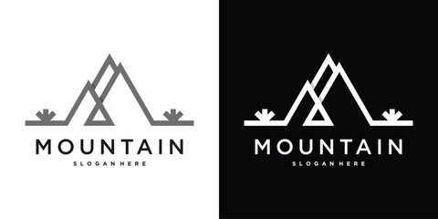 Mountain logo design minimalist. Premium Vector