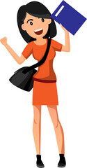 student girl with bag and file vector