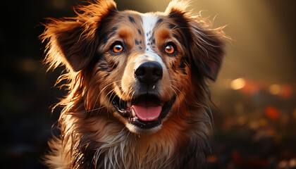 Cute pets, purebred dogs, sitting, looking at camera, playful and loyal generated by AI