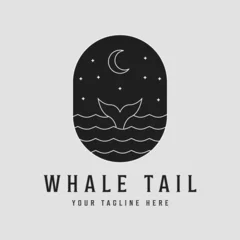 Foto op Canvas whale tail logo vector line art icon simple minimalist illustration design © Abi08