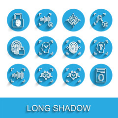 Set line Voice recognition, Rejection voice, Fingerprint with lock, Face, and icon. Vector