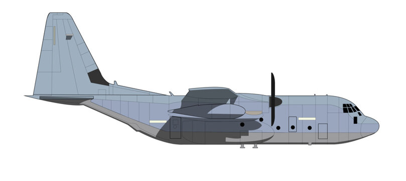 USMC C-130J Editable Vector Illustration - For Patches, Banners and Posters