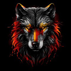 Wolf with Dark Background Illustration